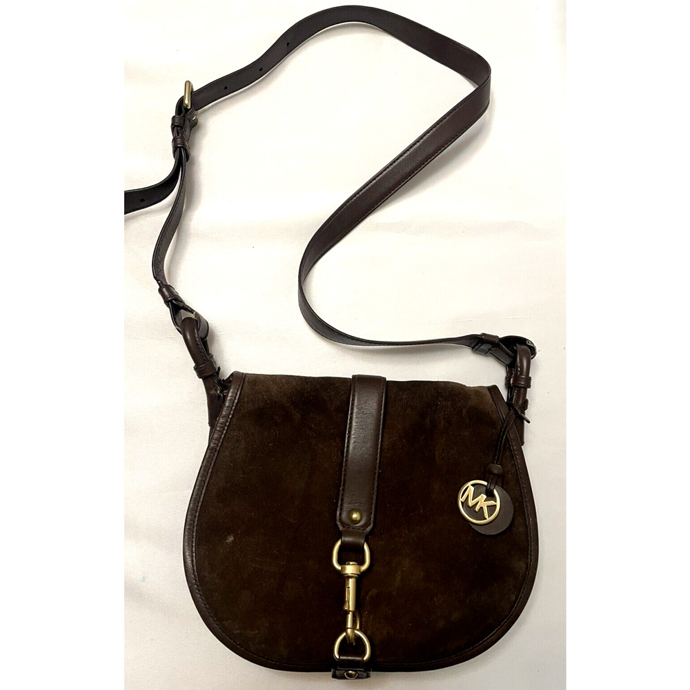 MICHAEL KORS Jamie Suede Leather Saddle Bag Crossbody Shoulder Bag 30H5TJXS3S